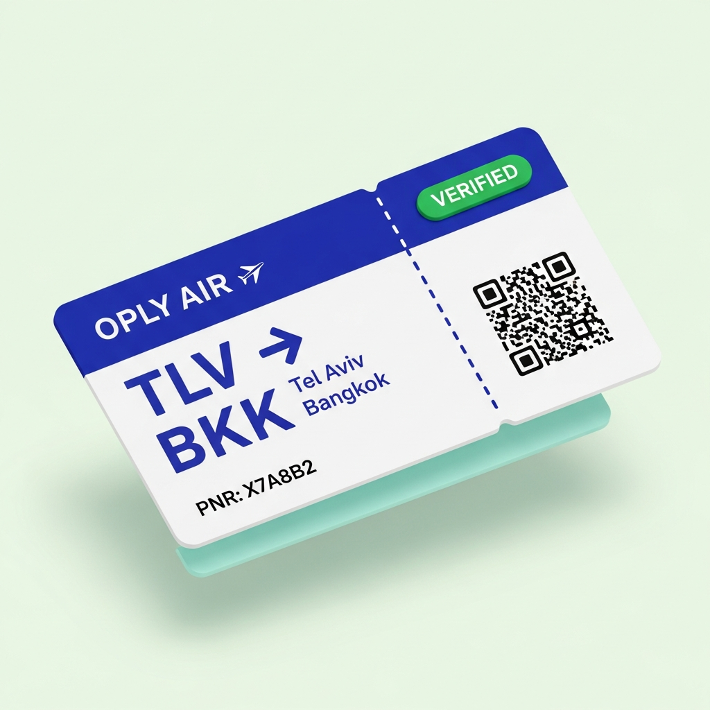 OPLY verified flight ticket — TLV to BKK